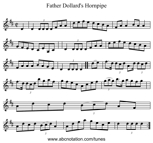 Father Dollard's Hornpipe - staff notation