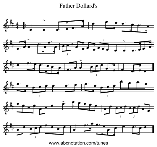 Father Dollard's - staff notation