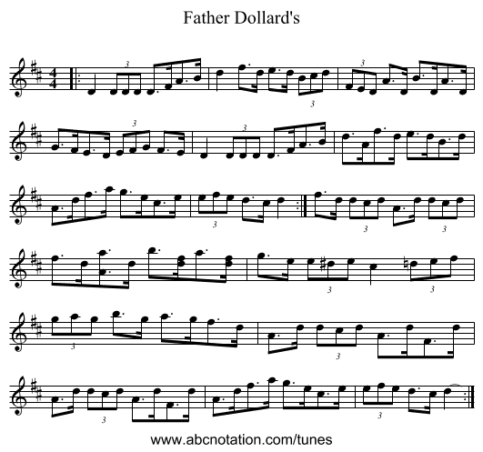 Father Dollard's - staff notation