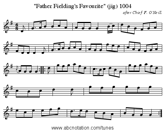 Father Fielding's Favourite (jig) 1004 - staff notation