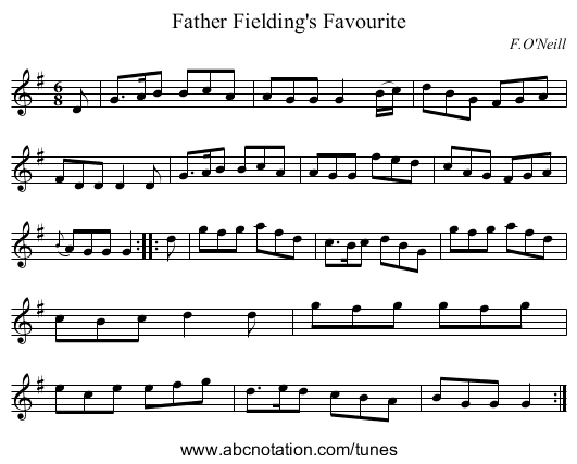 Father Fielding's Favourite - staff notation
