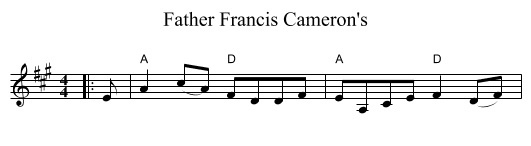 Father Francis Cameron's - staff notation