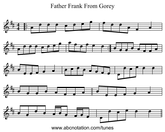 Father Frank From Gorey - staff notation