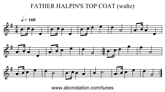 FATHER HALPIN'S TOP COAT (waltz) - staff notation