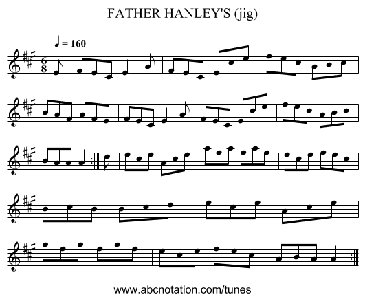 FATHER HANLEY'S (jig) - staff notation