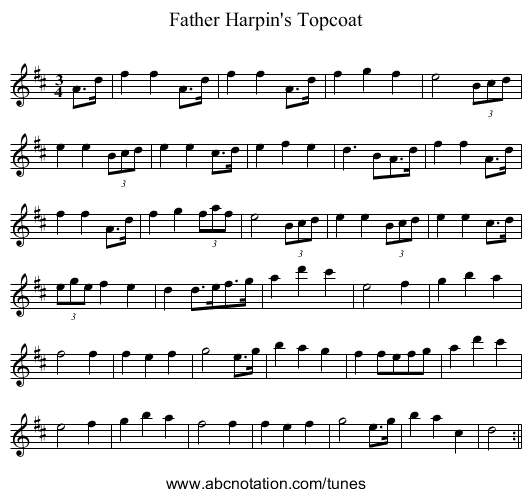 Father Harpin's Topcoat - staff notation