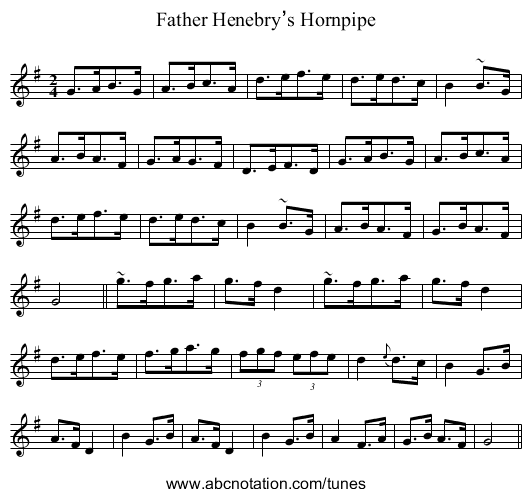 Father Henebry’s Hornpipe - staff notation