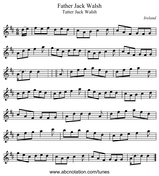 Father Jack Walsh - staff notation