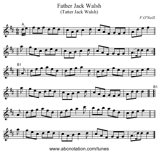 Father Jack Walsh - staff notation