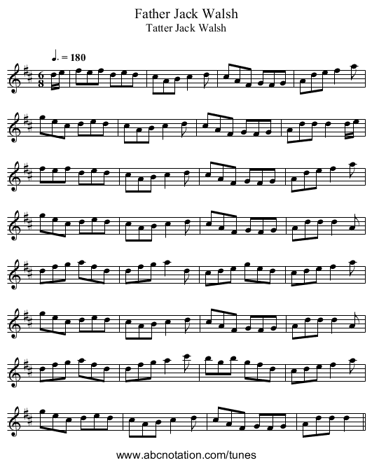 Father Jack Walsh - staff notation