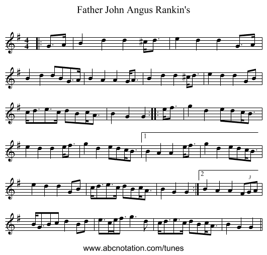 Father John Angus Rankin's - staff notation