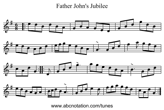 Father John's Jubilee - staff notation