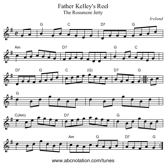 Father Kelley's Reel - staff notation
