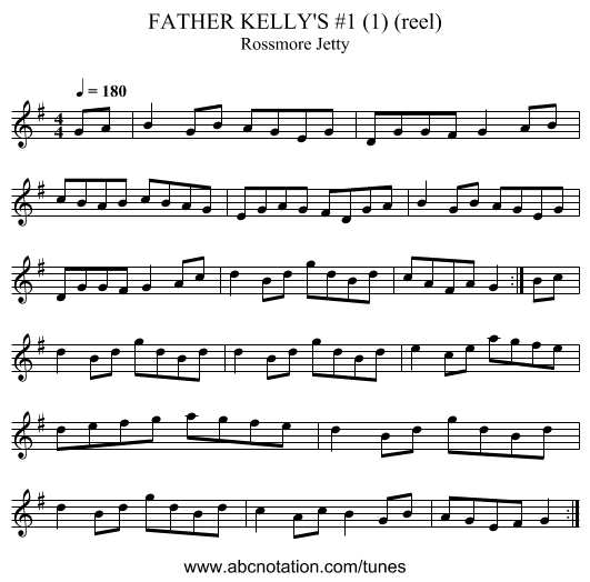 FATHER KELLY'S #1 (1) (reel) - staff notation