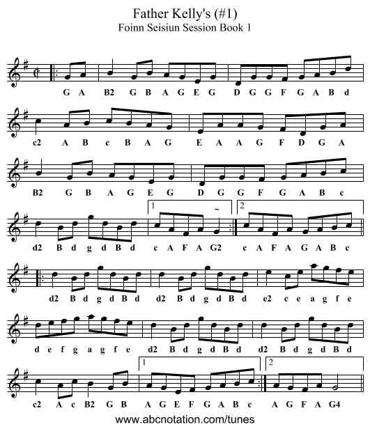 Father Kelly's (#1) - staff notation