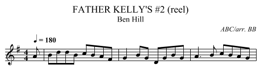 FATHER KELLY'S #2 (reel) - staff notation