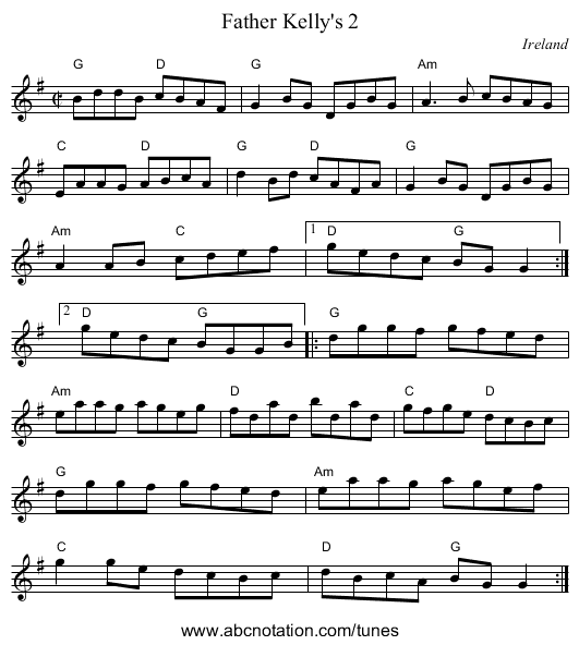 Father Kelly's 2 - staff notation