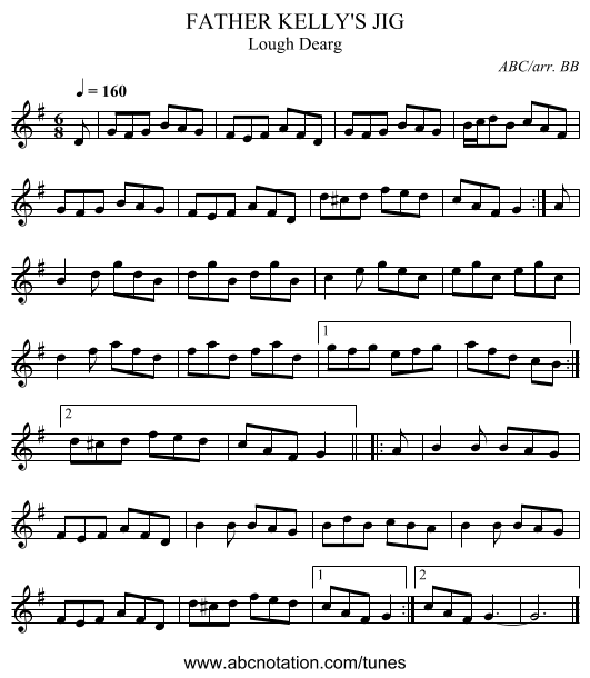 FATHER KELLY'S JIG - staff notation