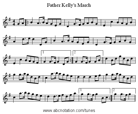 Father Kelly's March - staff notation