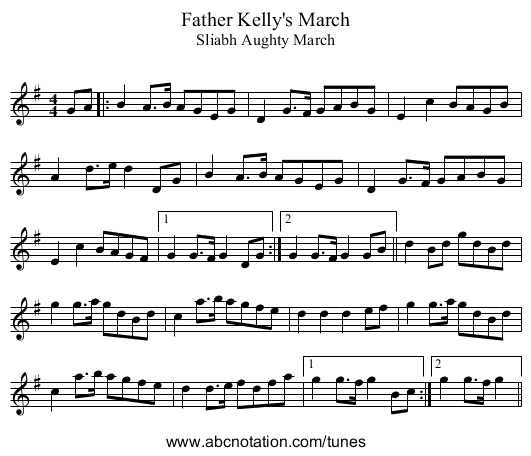 Father Kelly's March - staff notation