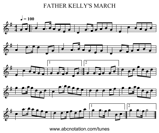 FATHER KELLY'S MARCH - staff notation