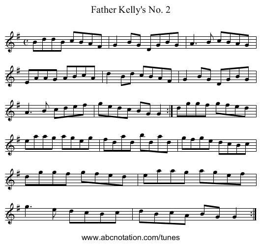 Father Kelly's No. 2 - staff notation