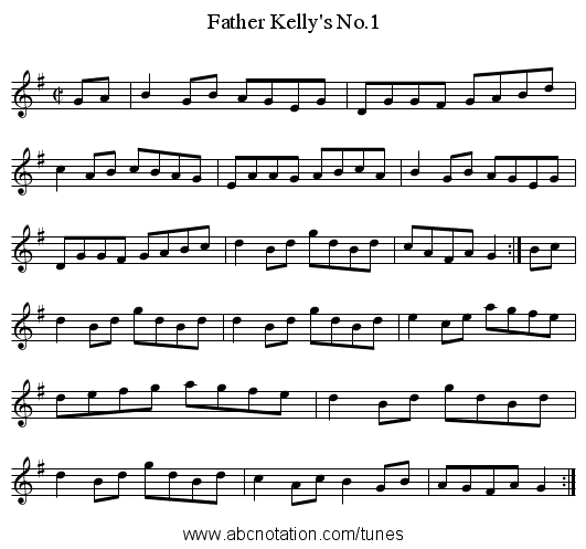Father Kelly's No.1 - staff notation