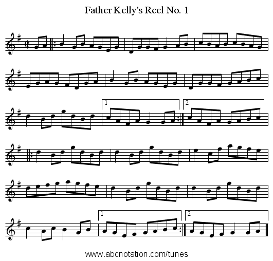 Father Kelly's Reel No. 1 - staff notation