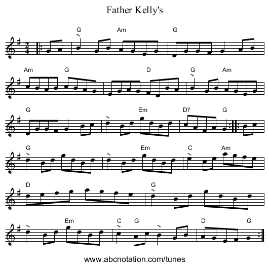 Father Kelly's - staff notation