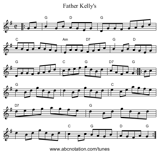 Father Kelly's - staff notation