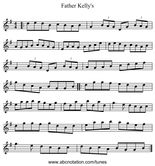 Father Kelly's - staff notation