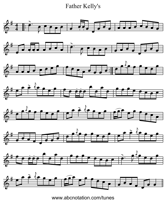 Father Kelly's - staff notation