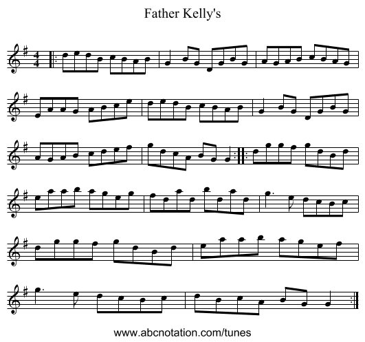 Father Kelly's - staff notation