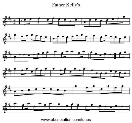 Father Kelly's - staff notation