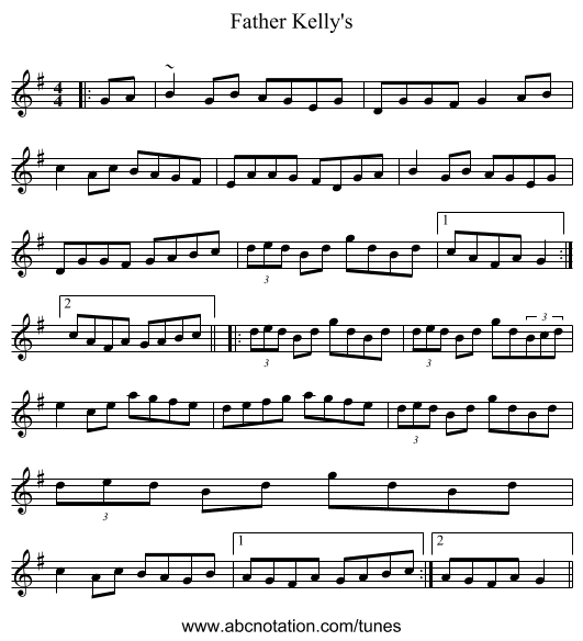 Father Kelly's - staff notation