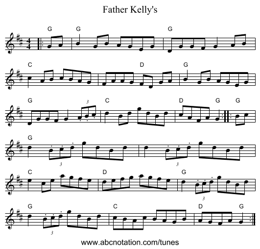 Father Kelly's - staff notation