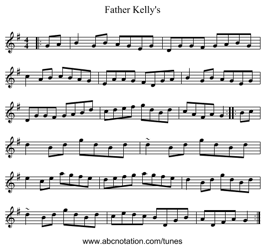 Father Kelly's - staff notation