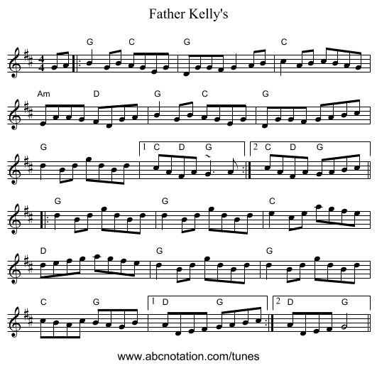 Father Kelly's - staff notation