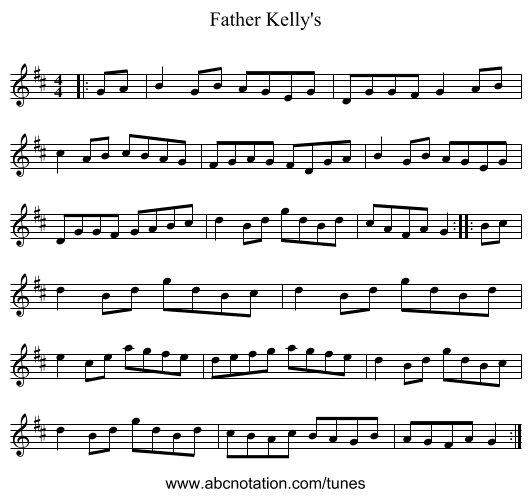 Father Kelly's - staff notation