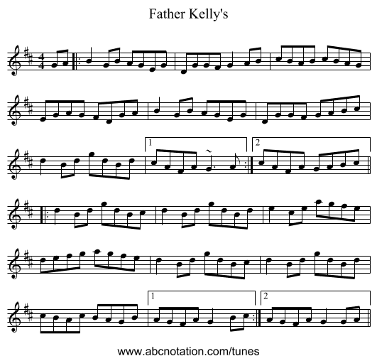 Father Kelly's - staff notation