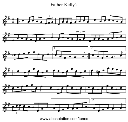Father Kelly's - staff notation