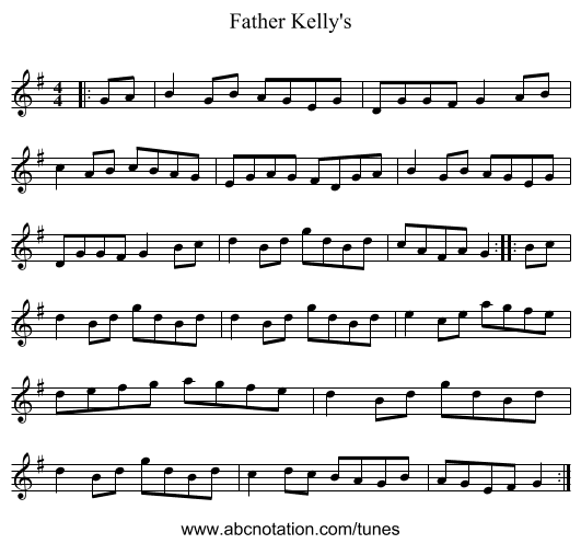 Father Kelly's - staff notation