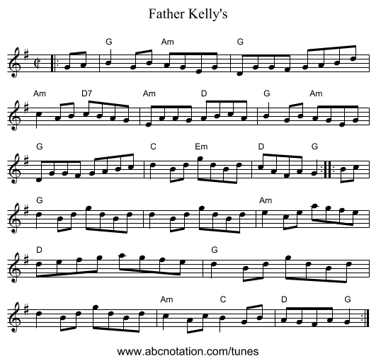 Father Kelly's - staff notation