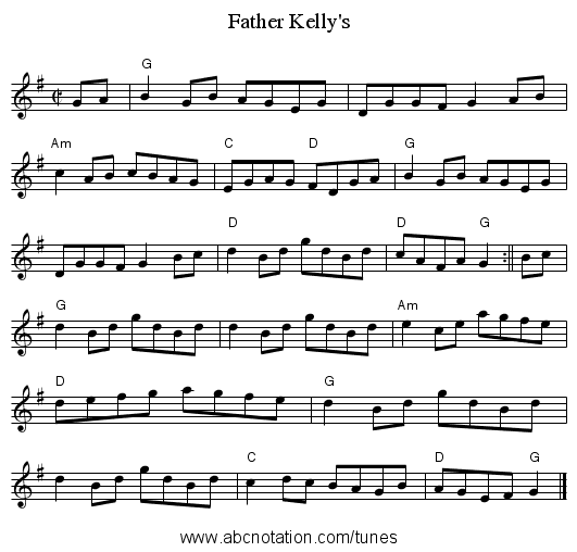 Father Kelly's - staff notation
