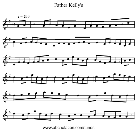 Father Kelly's - staff notation