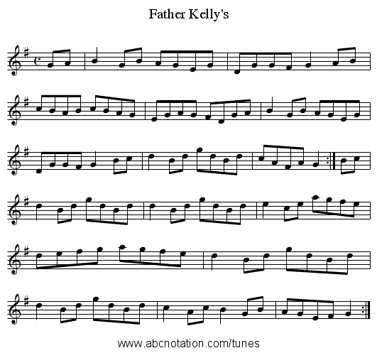 Father Kelly's - staff notation