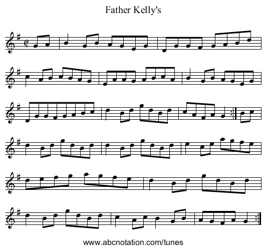 Father Kelly's - staff notation