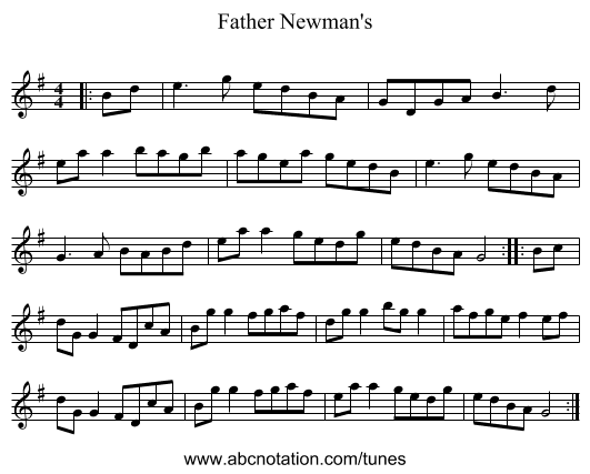 Father Newman's - staff notation
