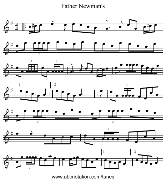 Father Newman's - staff notation