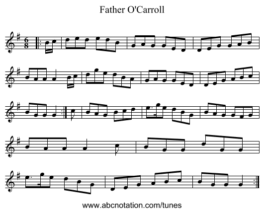 Father O'Carroll - staff notation